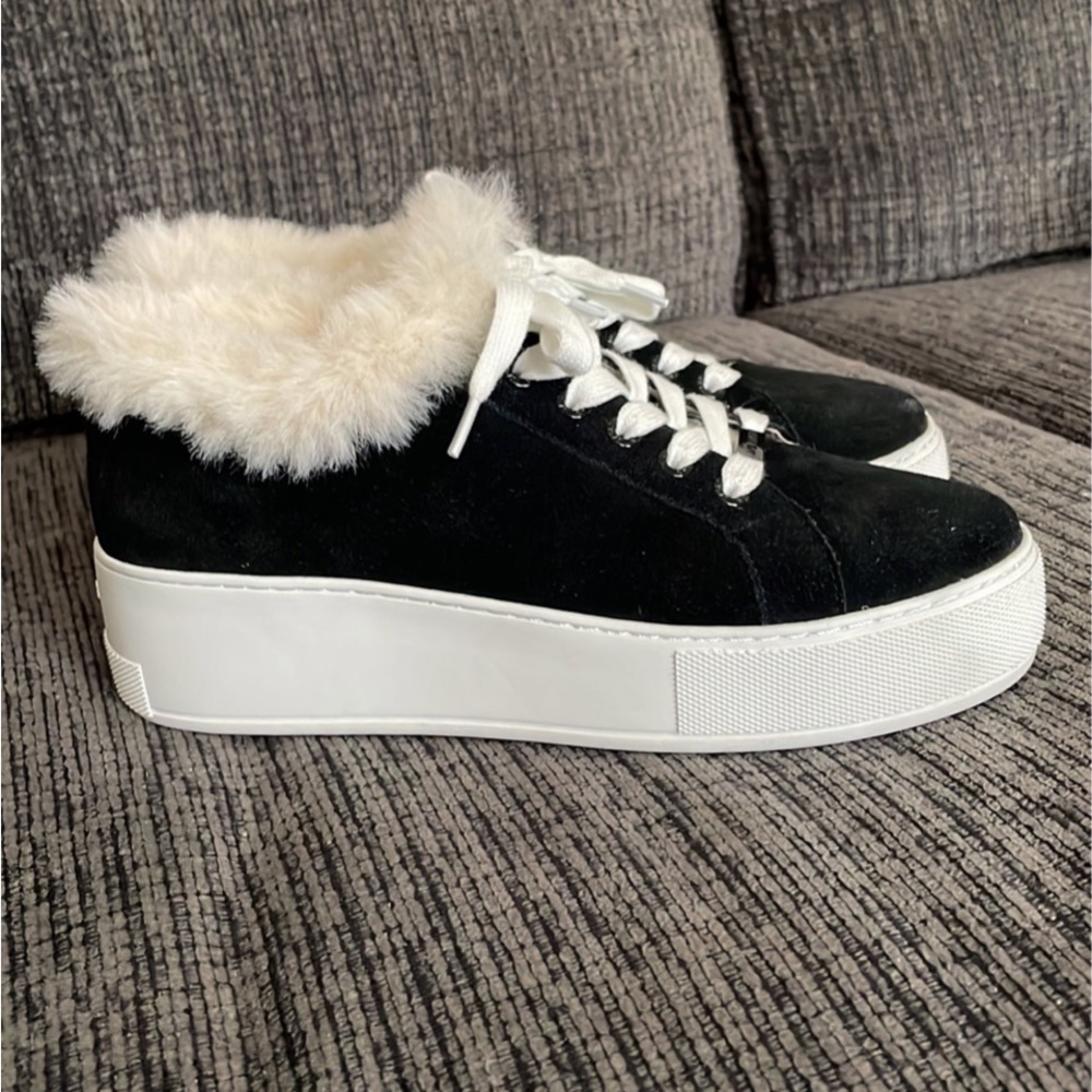 J Slides NYC J Slides Platform Y2K Black Leather Sneakers